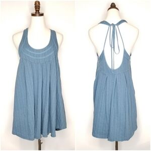 Free People  Women's Blue Green/Cyan Hi Lo Tunic Top , Small